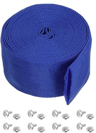 PATIKIL 4M Long 6cm Largeur Plat Protection Tuyau Manchon Câble Housse Bleu | avec Bouton-pression Attache pour Diamètre sous 4cm, pour Soudage Tig Torche Hydraulique Tuyau, Polyester Fibre