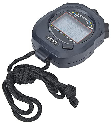 Mokernali Digitaler Stoppuhr-Timer, Robuste ABS-Kunststoff-Multifunktions-Sport-Lauf-Stoppuhr, Einfach zu Bedienende Feld-Countdown-Stoppuhr(Schwarz)