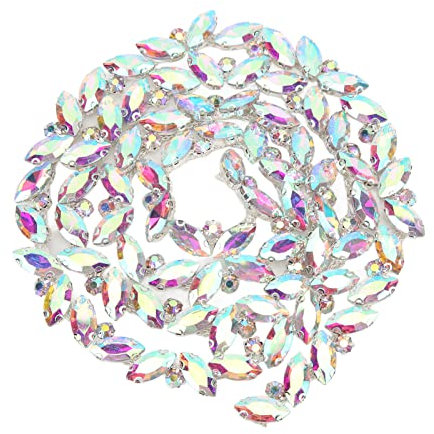 Catena di, Strisce di con Bordi Taglienti Scintillanti, Perline in Vetro Artiglio aSingola di Cristallo Chiusura a Catena per Artigianato Fai-da-te, (Colore