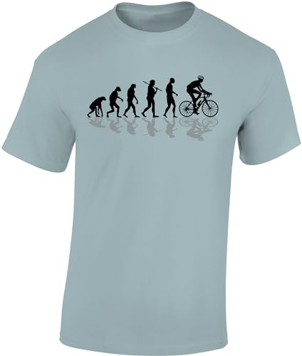 Baddery T-shirt de vélo pour homme : Évolution du vélo - T-shirt de vélo de course, bleu glace, XXL