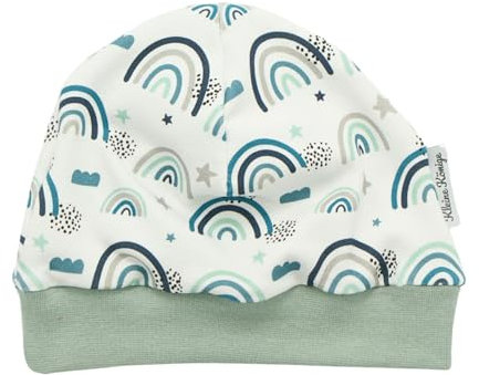 Kleine Könige Mütze Baby Jungen Beanie · Modell Regenbogen Lovely Rainbow Petrol, Mint · Ökotex 100 Zertifiziert · Größe 86/92