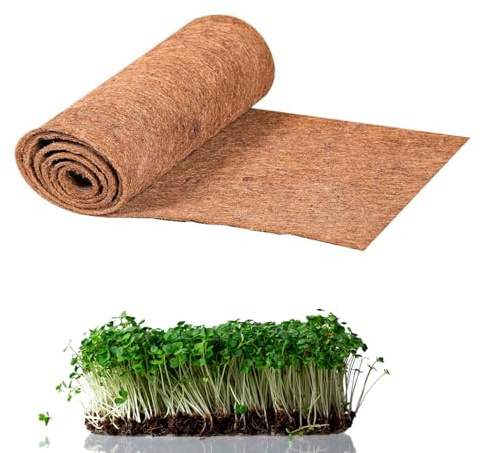 JINGHANGER Microgreens odlingsmatta 25 x 400 cm hampmattor för odling av mikrogröna växtmatta kokosfiber för vetegräs mikrogrön planteringskärl