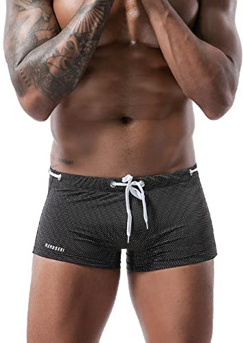 Casey Kevin Herren Badehosen, Herren Badeshorts, Schwimmhose Kurz Eng Anliegend Schwimmen Kurze Shorts Schnelltrockend Swimming Trunks,Schwarz, L