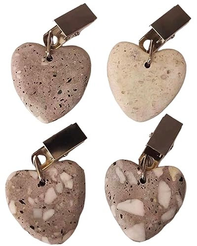ZBIianxer 4 Pcs Tablecloth Weights Clips Marble Heart Heavy Duty Tablecloth Pendants With Clip For Wedding Tables Decor