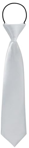 MESU Cravate Enfant Pré Attaché Cravate Satin Argent Blanc