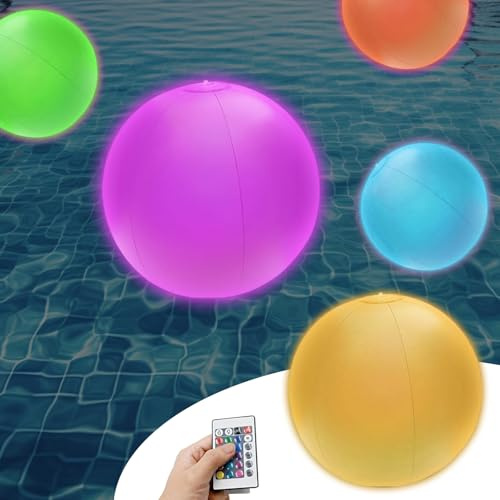OBEST Lámpara solar flotante LED para piscina - Lámparas impermeables IP68 - 15 colores - 4 piezas - Decoración exterior