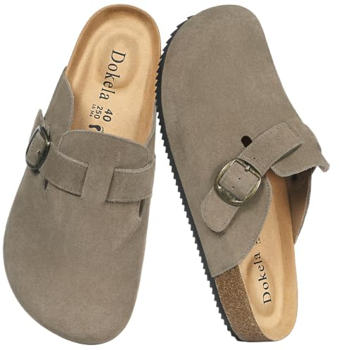 Zuecos y Mules Hombre Mujer Zapatillas Casa Cómodas Pantuflas de Piel | Plantilla de Corcho Zapatos, Antideslizante, Cerrados