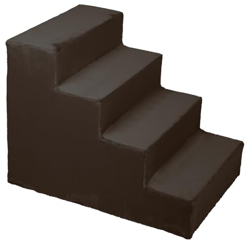 Mg Design 4-Step Pet Stairs (22 x 16 x 18 in / 57 x 40.5 x 45 cm) – Wooden Frame Dog Steps with Soft Faux Fur Cover – Stable, Lightweight Stairs for Small Dogs, Cats & Senior Pets