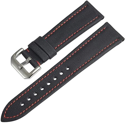 Cong Yi Lyxig herrklocka, nylonarmband, läder, 20 mm, 22 mm, 23 mm, svart, nylon, klockarmband, vattentätt, 22mm