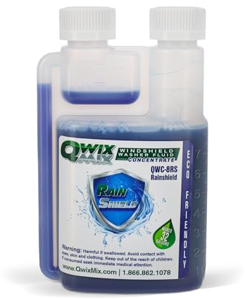 Qwix Mix Rain Shield Windshield Washer Fluid Concentrate, 1 Bottle makes 32 Gallons– Repels Rain