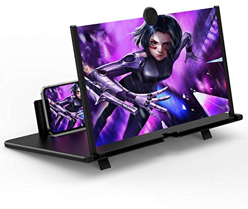 Lupa de Pantalla de 12 Pulgadas para teléfono Celular, proyector de Aumento 3D HD, ampliador de Pantalla para películas, Videos y Juegos, Soporte Plegable para teléfono con Amplificador de Pantalla,