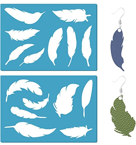GORGECRAFT 2 Estilo de Plantilla de Forma de Joyería, Reutilizable, para Hacer Pendientes, Recortes de Plumas de Plástico, Plantilla de Corte, Plantillas Lapidarias para Cabujones, 5x3.5 Pulgadas
