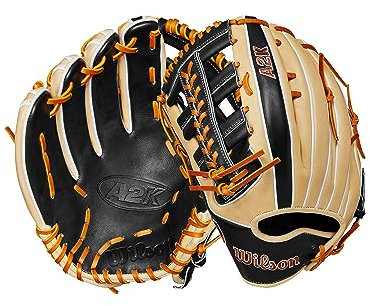 WILSON Unisex-Erwachsene A2K Outfield Baseballhandschuhe, Blonde/Schwarz/Sattelbraun, 12.75