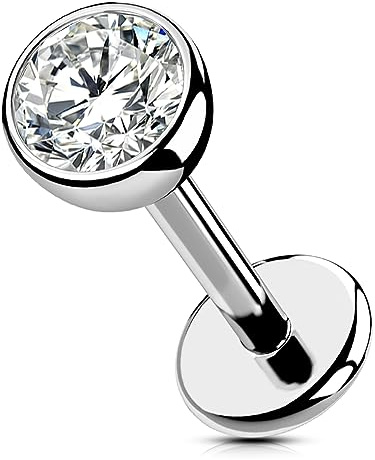 OUFER Body Piercing Titanio Senza Filo Labret Stud 18G 5/6/8/10/12mm Labbro Tragus Helix Cartilagine Bar Piercing Gioiello