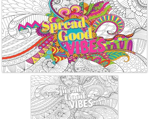 Naozinebi Giant Mandala Coloring Posters Large Motivational Coloring Posters Spread Good Vibes Jumbo Coloring Tablecloth Big Coloring DIY Drawing for kids Adults Art Craft Home Classroom Party