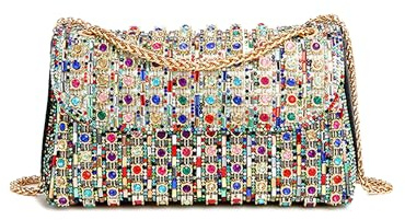 Sweetovo Rhinestones Clutch Purses for Women Chain Shoulder Bags Sparkly Evening Bags Handbags for Cocktail Prom Party Wedding(Multicolor)