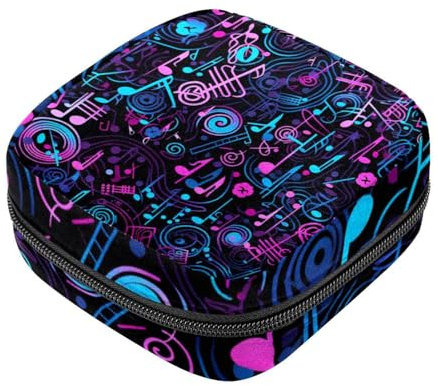 Sacchetto di immagazzinaggio del tovagliolo sanitario,Borsa mestruale,Sacchetto del cuscinetto,Note di sfondo musicale colorato,Sacchetto di periodo