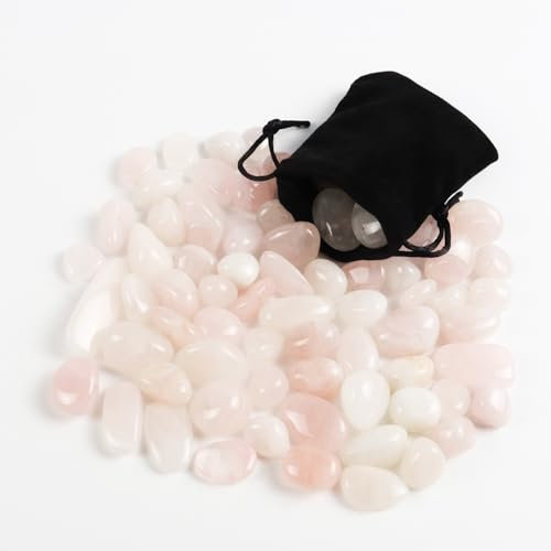400g Piedras Decorativas Minerales Piedras Naturales Bolsillos con Cordón,Minerales y Piedras Preciosas Piedras Chakras para Meditación,Equilibrio de Chakras,Terapia de Cristal(Cuarzo rosa)