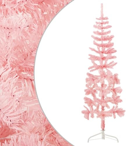 Sufrk Medio árbol de Navidad Artificial con Soporte Rosa 150 cm áRbol Navidad Emergente