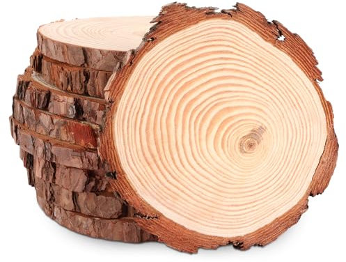 ASelected 8 Stück Holzscheiben 16-17CM Baumscheiben Holzscheiben zum Basteln Holz Log Scheiben 1.5 CM Dick für DIY Basteln Hochzeit Mittelstücke Weihnachten Dekoration Holzscheibe.n