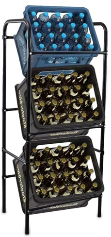 BITUXX 3er Getränkekistenregal Kistenregal Kistenständer Getränkekistenhalter Flaschenkistenregal Getränkekistenständer Kistenlager Kistenablage bis 50Kg