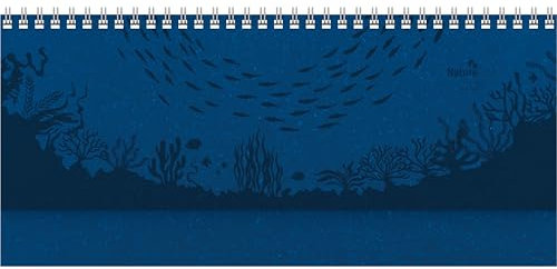 Alpha Edition - Tisch-Querkalender Nature Line Ocean 2026 – Tischkalender quer 29,7×13,5 cm mit Wochenübersicht & Notizbereich, umweltfreundlicher Büroplaner mit Hardcover für Arbeit & Zuhause