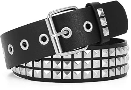 WERFORU Ceinture Punk Cloutée - Ceinture Rock Gothique avec Rivets Carrés Métalliques pour Femme/Homme Jeans & Pantalons
