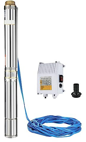 Deep Well Submersible Water Pump with 40m Cable, 1.5HP for Borehole and Water Extraction