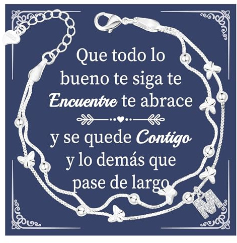 SAMINO Regalos para Mujer,Pulseras de Mariposa para Mujeres Niñas 925 Pulsera Plata Letras A-Z Regalo Originales para Madre Amiga Hermana Hija Abuela Niña Sobrina Tía en Cumpleaños Navidad Día (M)