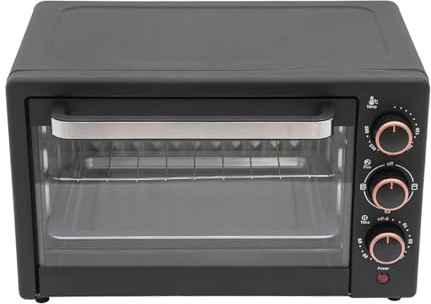 Mini horno de 22 L, horno para pizza de 1000 W, 4 tubos de calefacción uniforme y rápida, minihorno con puerta desplegable de cristal visible, ajuste de temperatura de 120 °C a 250 °C, minihorno con