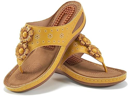 Generisch Sandalias de dedo para mujer con correa en el talón, chanclas para mujer con tacón de cuña, cómodas chanclas ortopédicas, suelas suaves, separadores de dedos, zapatos de playa