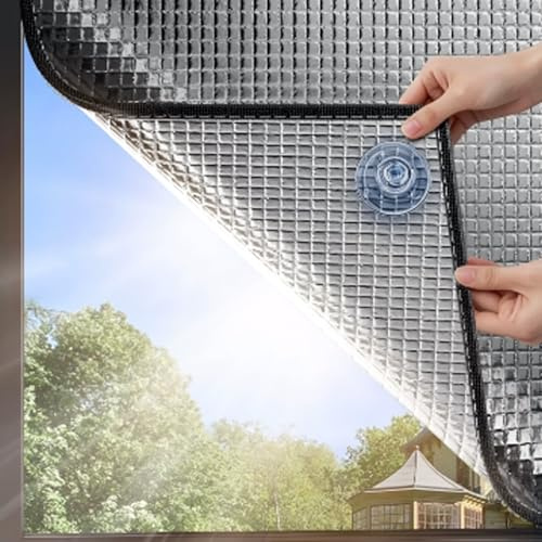 Heat Reflective Window Film,Sunshade Cooling Sun Protection Film,Aluminium Foil Privacy Window Tint,Suction Cup UV Block Heat Control Tint,for Home and Office,No Glue (50x100cm)