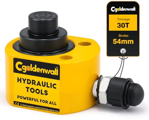 CGOLDENWALL Hydraulic Cylinder Ram 30T, Stroke 54mm, Body Height 63mm, Effective Area 31.1cm², for Bridges/Building/Machinery Industries (DFPY-30T)