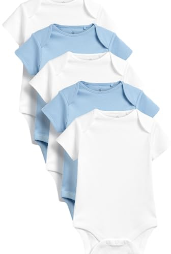 NEXT Baby Jungen Kurzärmelige Bodys, 5er-Pack Blau/Weiß 86-92