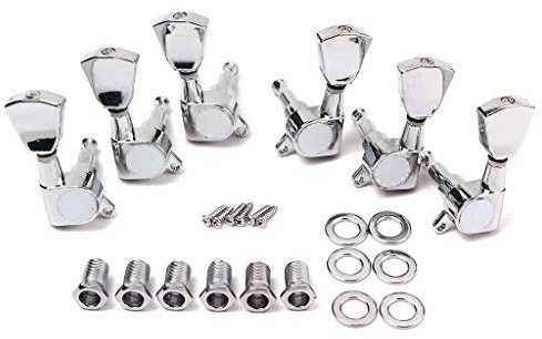 Alnicov 6 pz accordatori di bloccaggio per chitarra, (3L3R) con manopola Keystone di ricambio per chitarre elettriche o acustiche stile Lp Sg Tl – Cromo