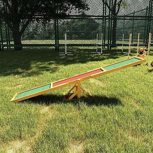 PawHut Balancín para Perros 180x30x30 cm Agility Ejercicio Entrenamiento para Mascotas con Superficie Antideslizante Carga Máxima de 50 kg Mutlicolor