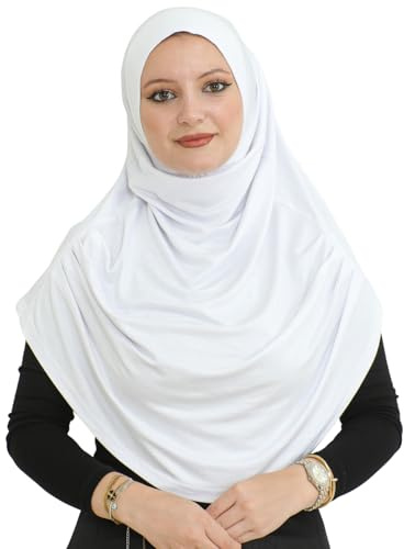 Prien Lungo Hijab Per Le Donna, Ready To Wear Sciarpa, Morbida Foulard Musulmano Per La Preghiera, Donne Hijab, Vestiti Islamico, Jersey Abaya (Bianco)