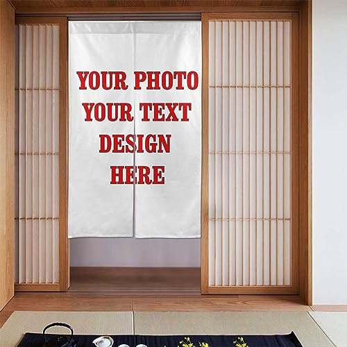 Custom Doorway Curtain Noren Add Your Photo Personalized Door Way Curtain Panel, Room Dividers Fengshui Curtain Tapestry 34x 56 for Home Kitchen Bistro Restaurant Partition Shading Deco