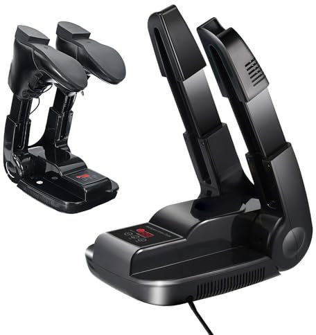 Fivtsme Schuhtrockner, Elektrischer Schuhtrockner mit Verstellbarer Länge, Tragbare Schuhheizung Schuhwärmer Heizung mit Timer Funktion, für Schuhe Hüte Socken Skischuhe (Schwarz)