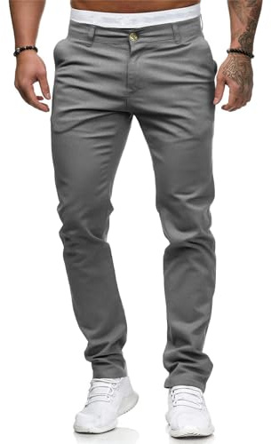 ALLABREVE Men's Chinos Casual Dress Pants Slim Fit Skinny Stretch Flat-Front Lightweight Comfort Slacks (Dark Gray,36W*30L)