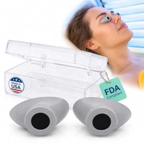 Super Sunnies Slim Flex UV Eye Protection, FDA Compliant Tanning Goggles Eyeshields (Grey)