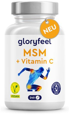 MSM hochdosiert 2000mg + Natürliches Vitamin C aus Acerola - Veganes Methylsulfonylmethan - Kompakteres Pulver als bei Kapseln (240 Tabletten) - Laborgeprüft