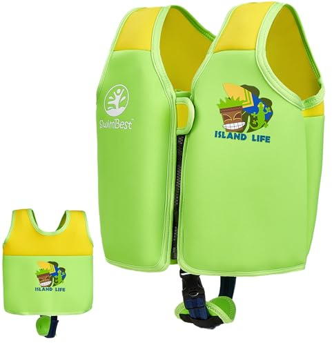 SwimBest Swim Vest - For Baby, Toddler & Kids. Adjustable Buoyancy Swim Jacket, ideal for pools/beaches/holidays & Learning to Swim (Island Life, S (Up to 3 Years/Up to 19kg)