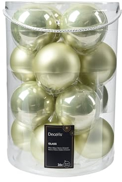 Kaemingk Weihnachtskugeln Glas 8cm 16 Stück - matt & glänzend - Große Christbaumkugeln Weihnachtsbaumkugeln für Weihnachten - Christbaumschmuck & Weihnachtsbaumschmuck - Hell Minze