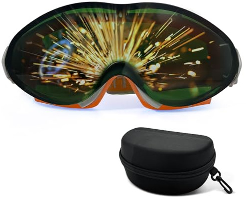LADYPONYCSC Welding Goggles Over Glasses, Anti-Glare Welding Glasses for Welder Man and Woman, Portable Clear Arc Welding Glass Safety Glasses