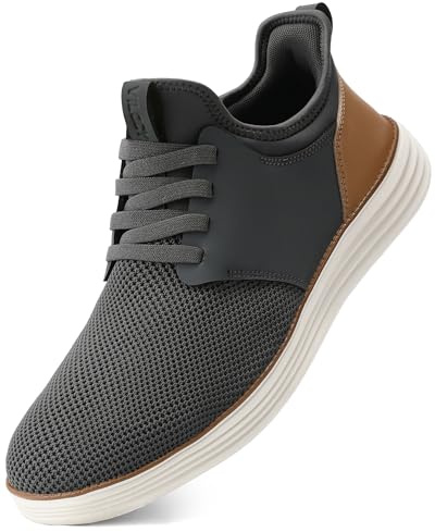 VILOCY Men's Slip On Casual Dress Sneakers Hands Free Fashion Sneakers Mesh Tennis Walking Shoes Comfortable Work Shoes Breathable Lightweight Non Slip Grey, EU44.5