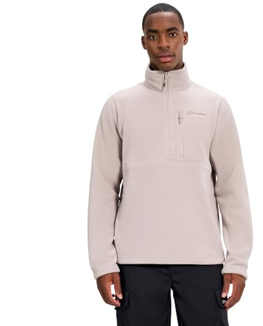Berghaus Men's Prism Polartec Interactive Fleece Half Zip Jacket | Added Warmth | Smart Fit | Durable Design Fleece Half Zip, Taupe, M