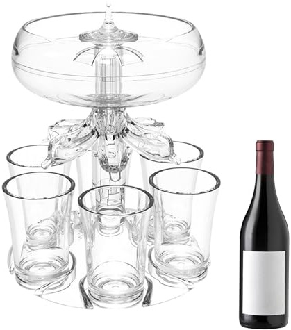 Dispensador de bebidas con 6 vasos de chupito, dispensador de vasos de chupito acrílico con soporte, juego de vasos acrílicos y soporte para verter licor para bebidas, bebidas, cóctel, licor, cerveza