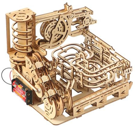 Adult 3D Wooden Spiral Walkway Marble Run Assembly Kit, DIY Mechanical Model Building Set, Educational STEM Puzzle Desktop Toy, Birthday Gift for Teens Aged 14 and up, All-new Upgraded Deluxe Edition