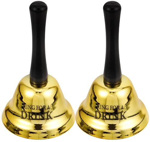 SUPVOX Lot de 2 Cloches à Main Rétro en Métal Doré 13 X 7,5 Cm, Sonnette D'appel Manuelle pour Restaurants, Bars et Bureaux, Cloche de Service Polyvalente pour Comptoir et Table à Manger